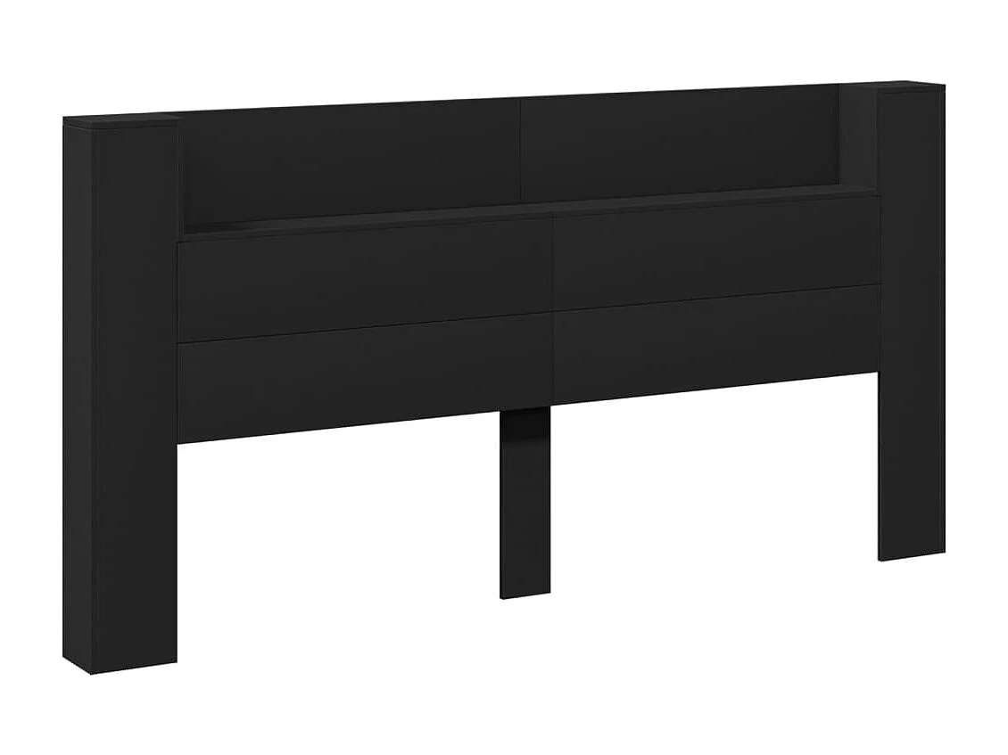 Armoire tête de lit avec LED noir 200x16,5x103,5 cm