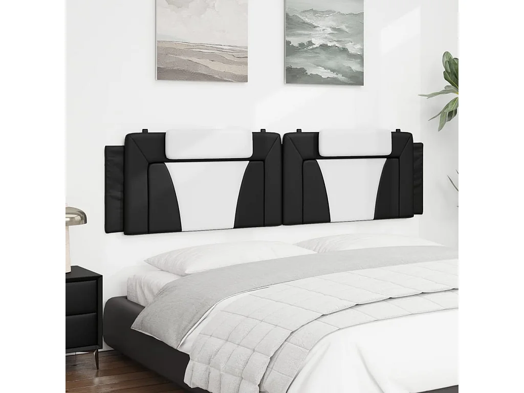 Cuscino Testiera Nero e Bianco 200 cm in Similpelle