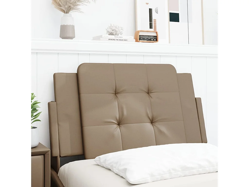 Almofadão de cabeceira 80 cm couro artificial cappuccino