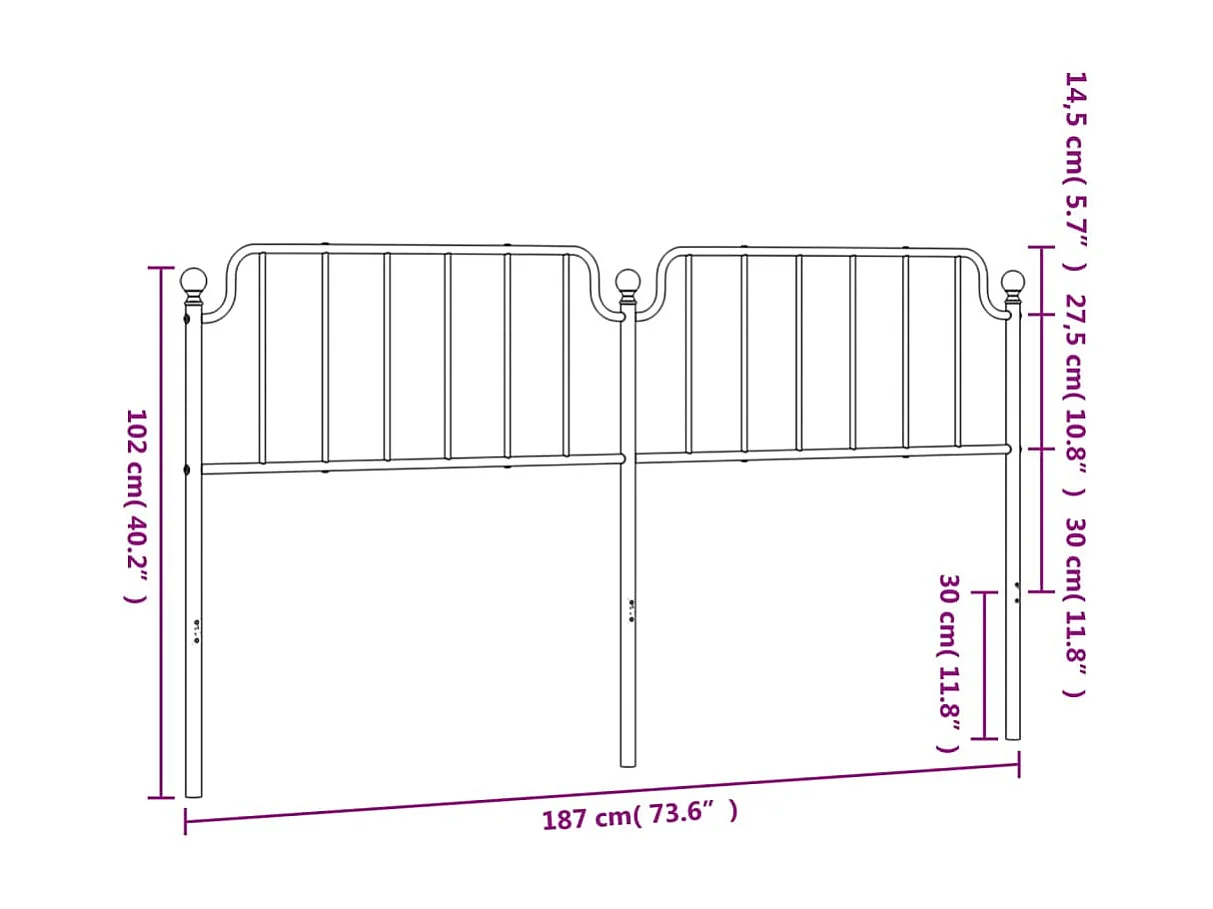Tête de lit métal blanc 180 cm