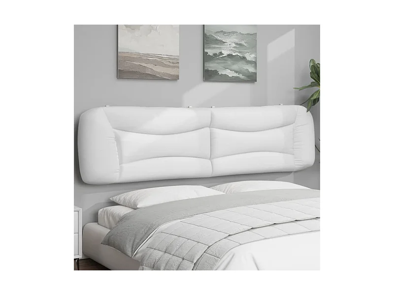 Almofadão de cabeceira 200 cm couro artificial branco