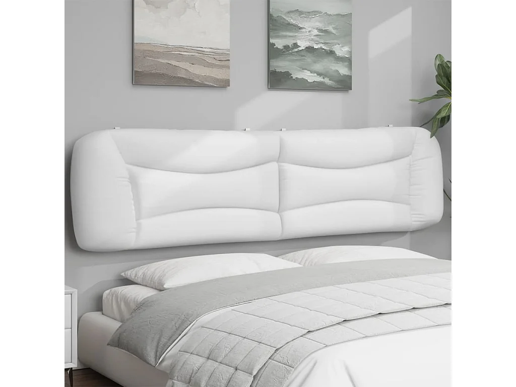 Almofadão de cabeceira 200 cm couro artificial branco