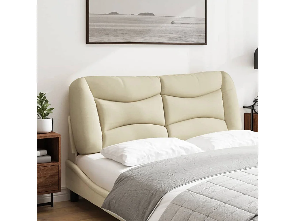 Cuscino Testiera Crema 140 cm in Tessuto
