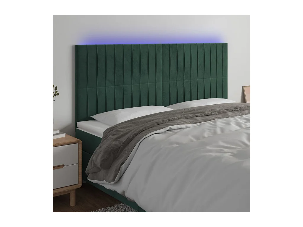 Testiera a LED Verde Scuro 180x5x118/128cm in Velluto