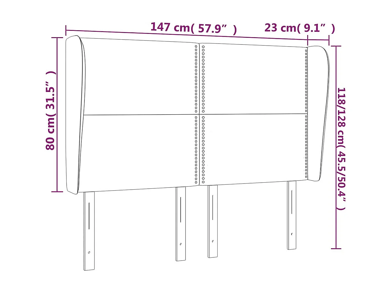 Tête de lit avec oreilles Rose 147x23x118/128 cm Velours