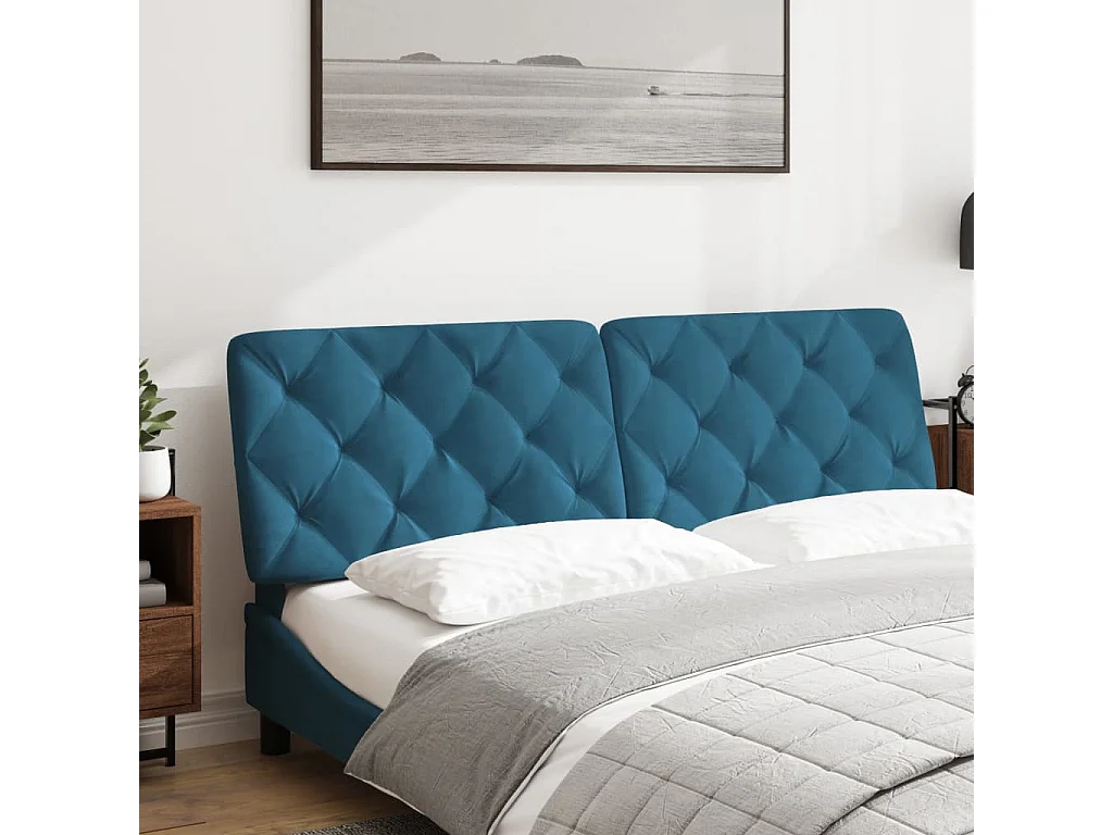 Kopfteil-Kissen Blau 160 cm Samt