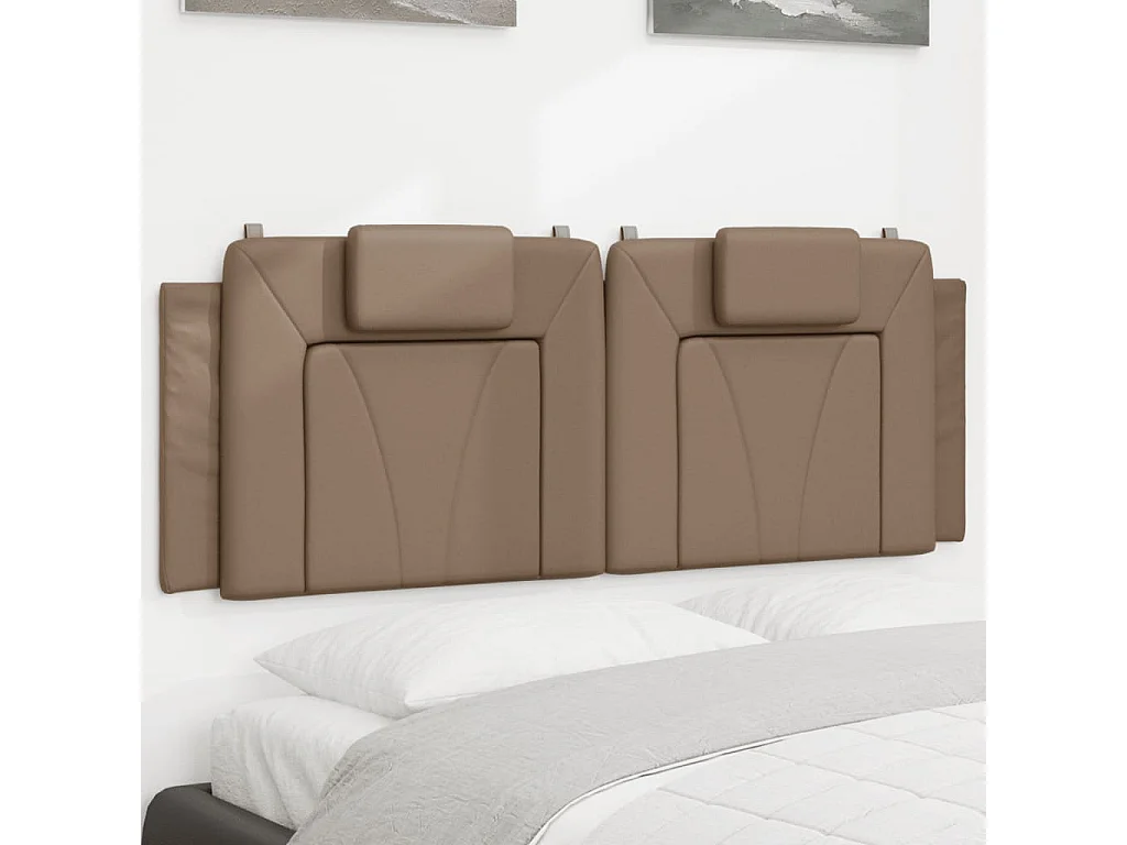 Almofadão de cabeceira 140 cm couro artificial cappuccino