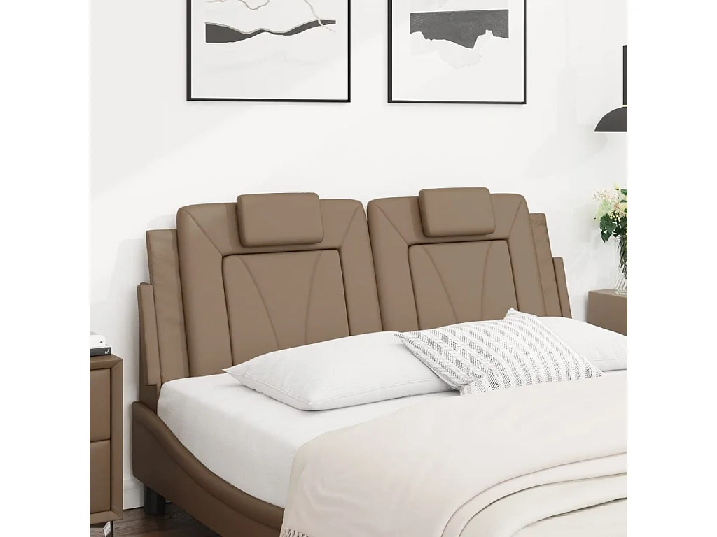 Almofadão de cabeceira 140 cm couro artificial cappuccino