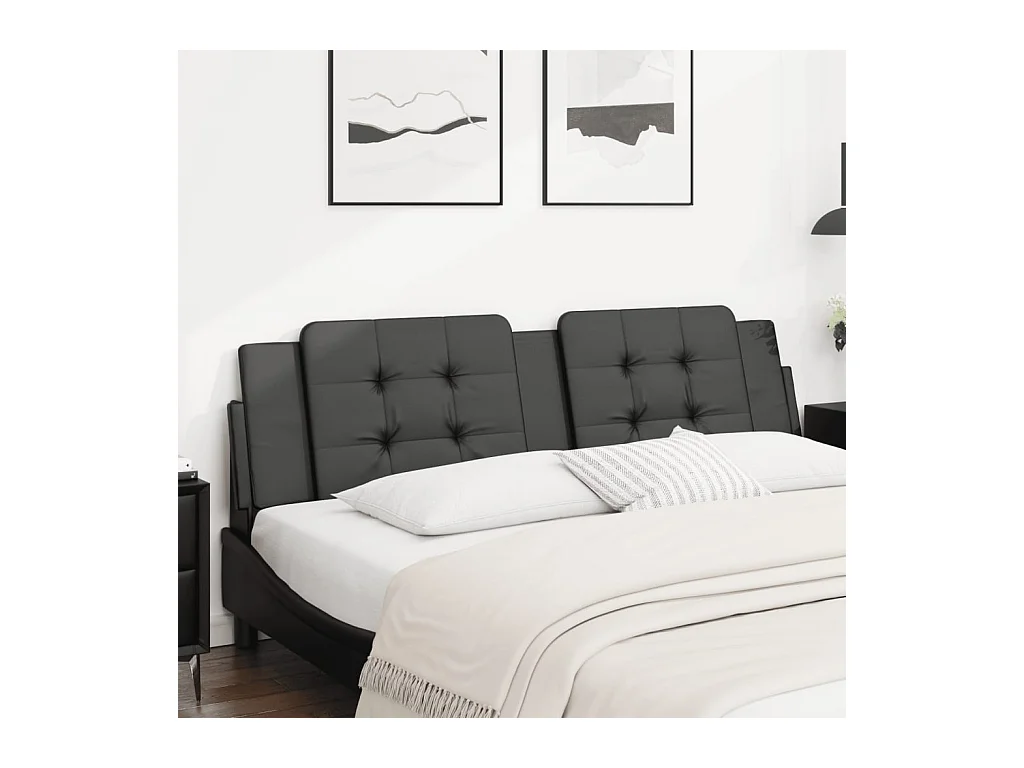 Coussin de tête de lit noir 180 cm similicuir