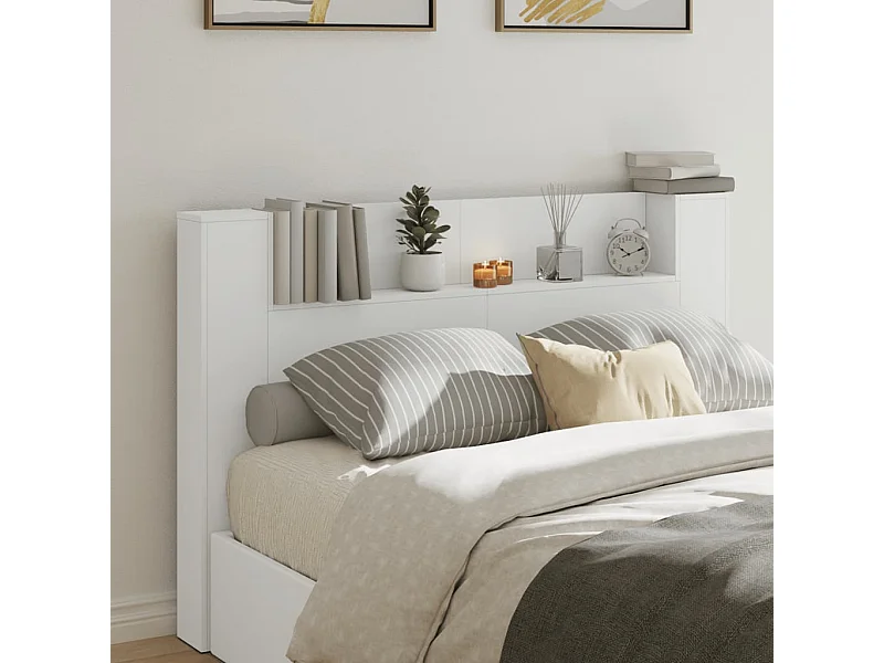 Armoire tête de lit avec LED blanc 160x16,5x103,5 cm