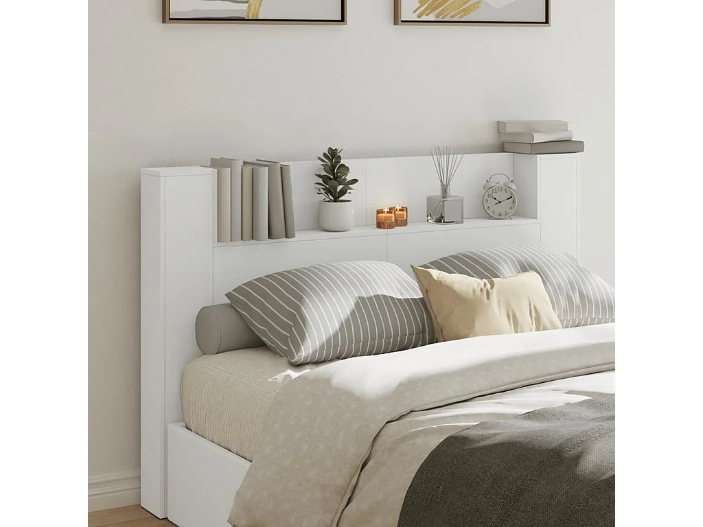 Armoire tête de lit avec LED blanc 160x16,5x103,5 cm