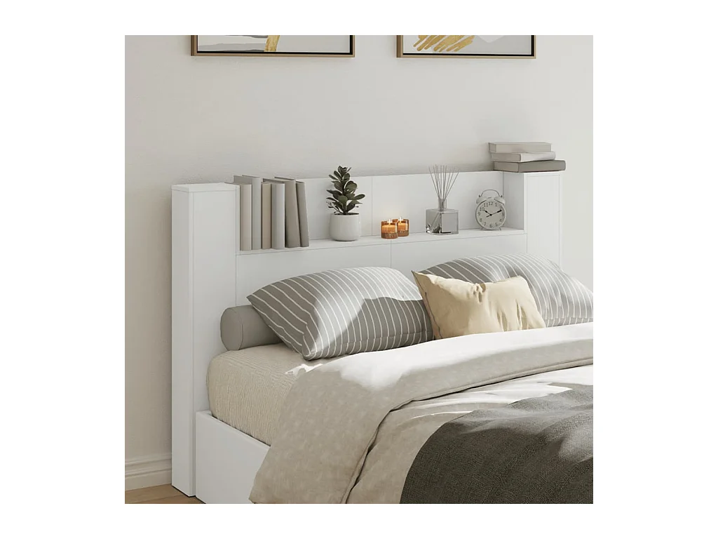 Armoire tête de lit avec LED blanc 160x16,5x103,5 cm