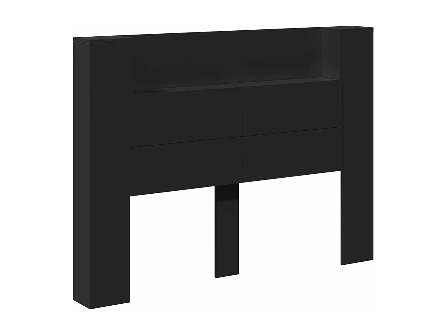 Armoire tête de lit avec LED noir 140x16,5x103,5 cm