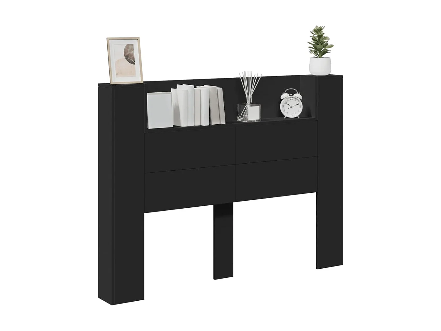 Armoire tête de lit avec LED noir 140x16,5x103,5 cm