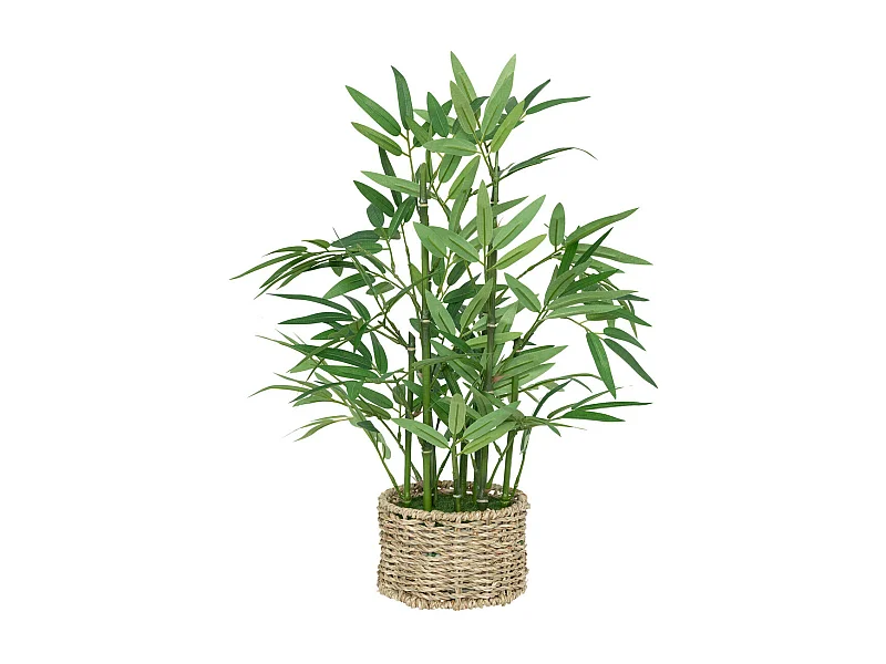 Plante artificielle Bambou dans un Pot en fibres naturelles D 32 x H 46 cm