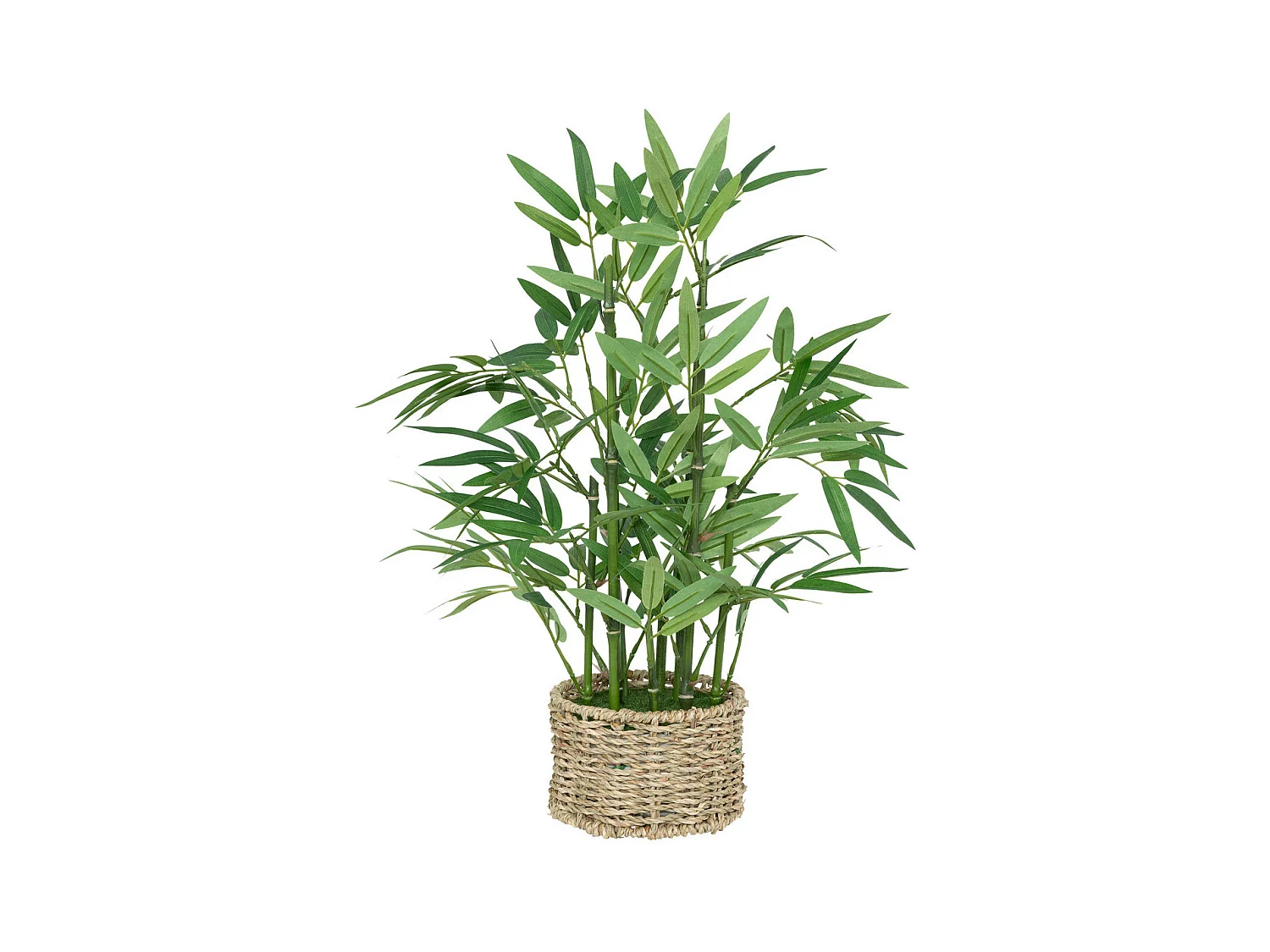 Plante artificielle Bambou dans un Pot en fibres naturelles D 32 x H 46 cm