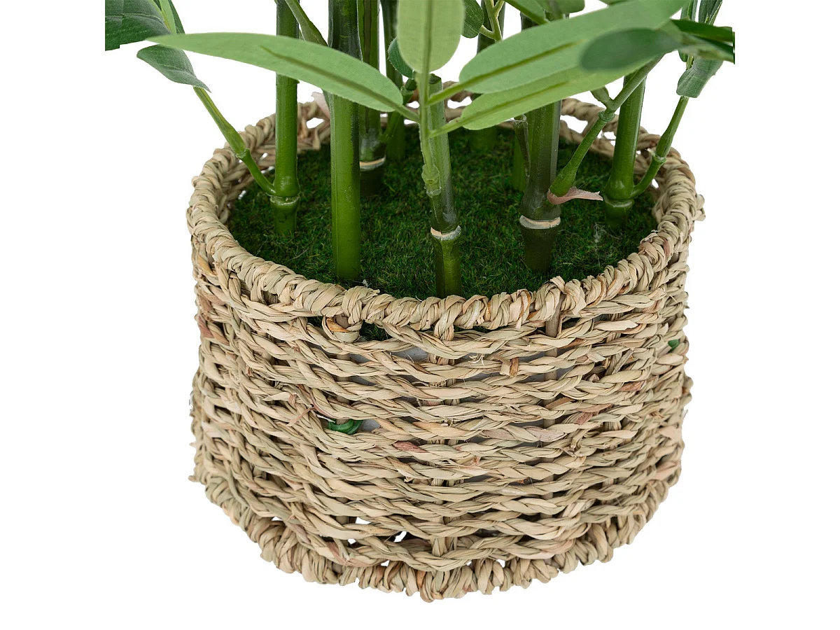 Plante artificielle Bambou dans un Pot en fibres naturelles D 32 x H 46 cm