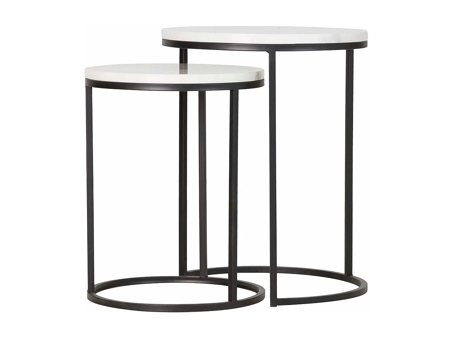 Set 2 Mesas Metal Marmol Negro 41x41x50 35x35x43cm