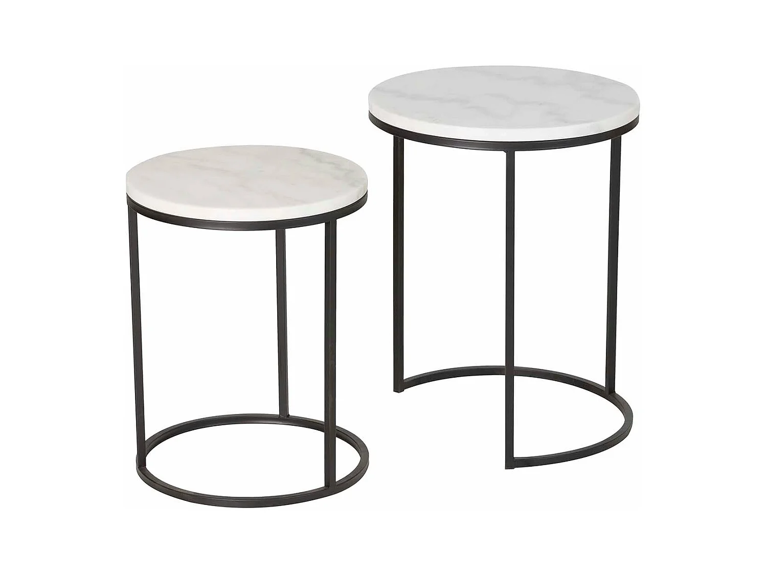 Set 2 Mesas Metal Marmol Negro 41x41x50 35x35x43cm