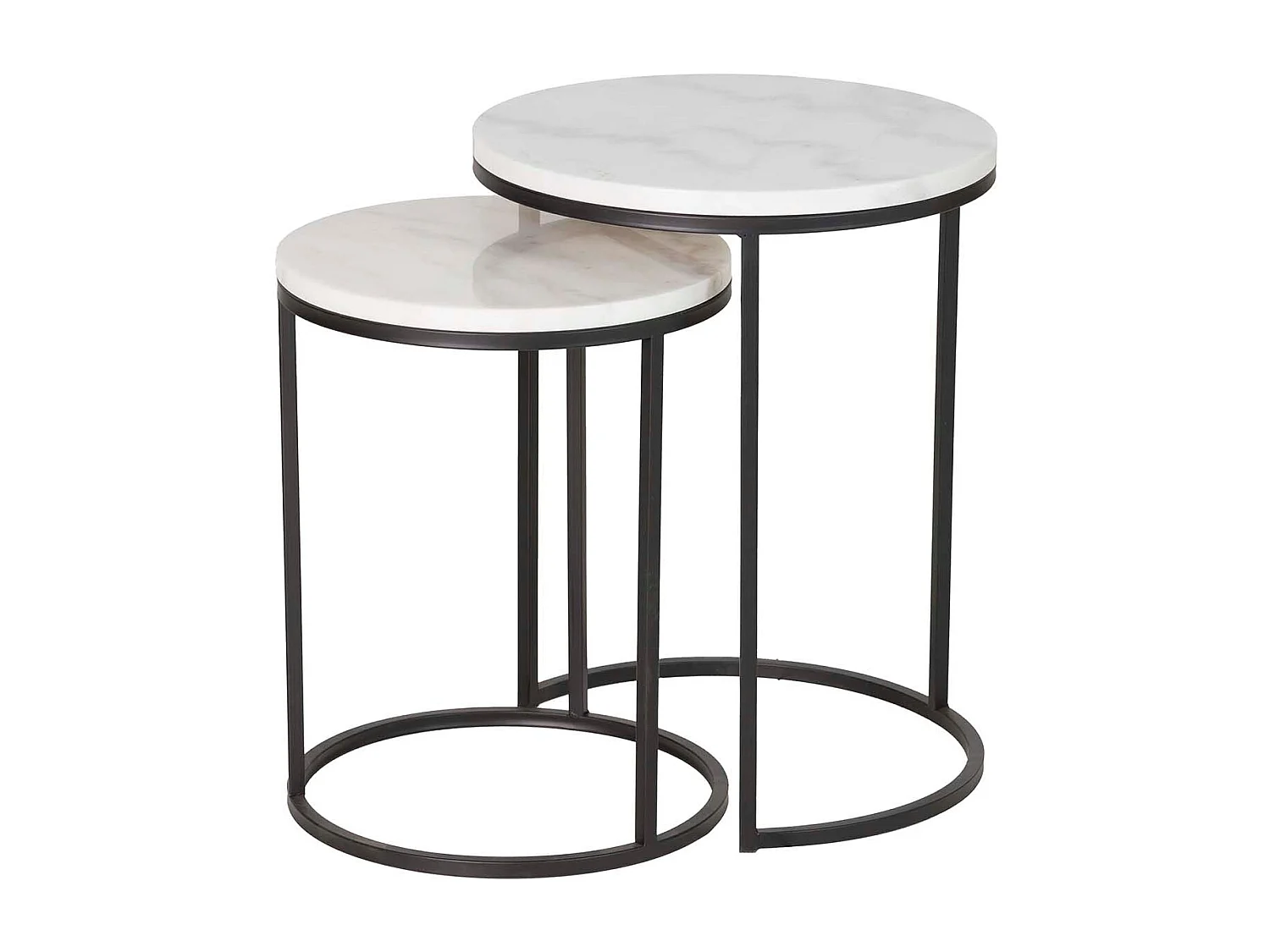 Set 2 Mesas Metal Marmol Negro 41x41x50 35x35x43cm