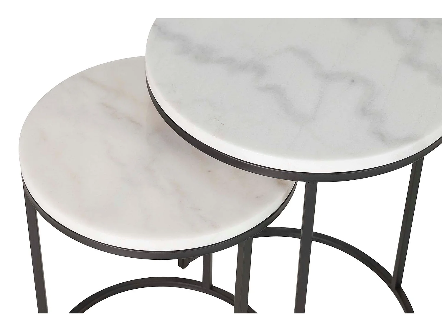 Set 2 Mesas Metal Marmol Negro 41x41x50 35x35x43cm