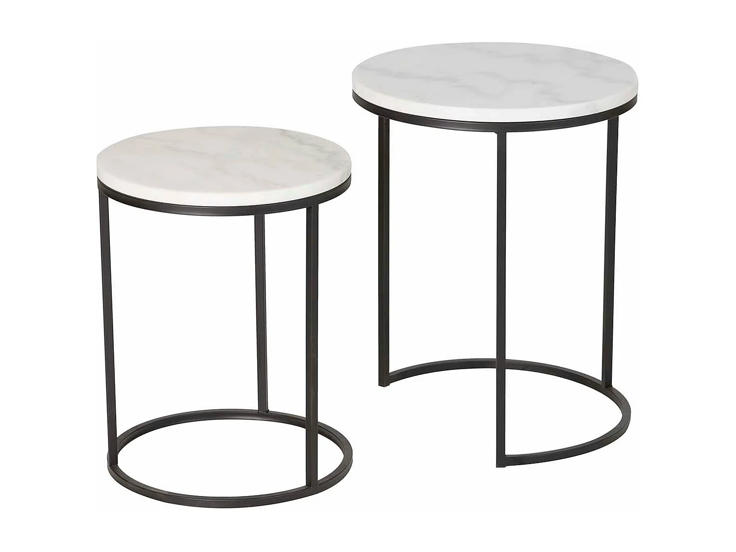 Set 2 Mesas Metal Marmol Negro 41x41x50 35x35x43cm