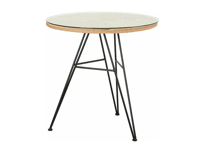 Mesa Ratan Sintetico Hierro Cristal 75x75x75 Cm