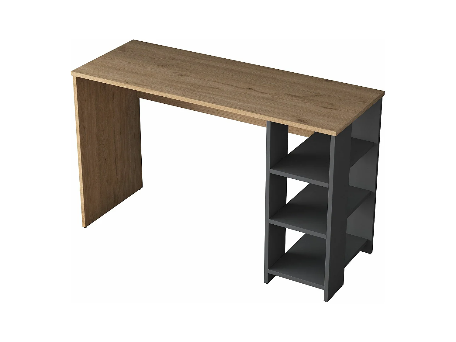 Bureau avec étagère Libanius L120cm Bois foncé et Anthracite