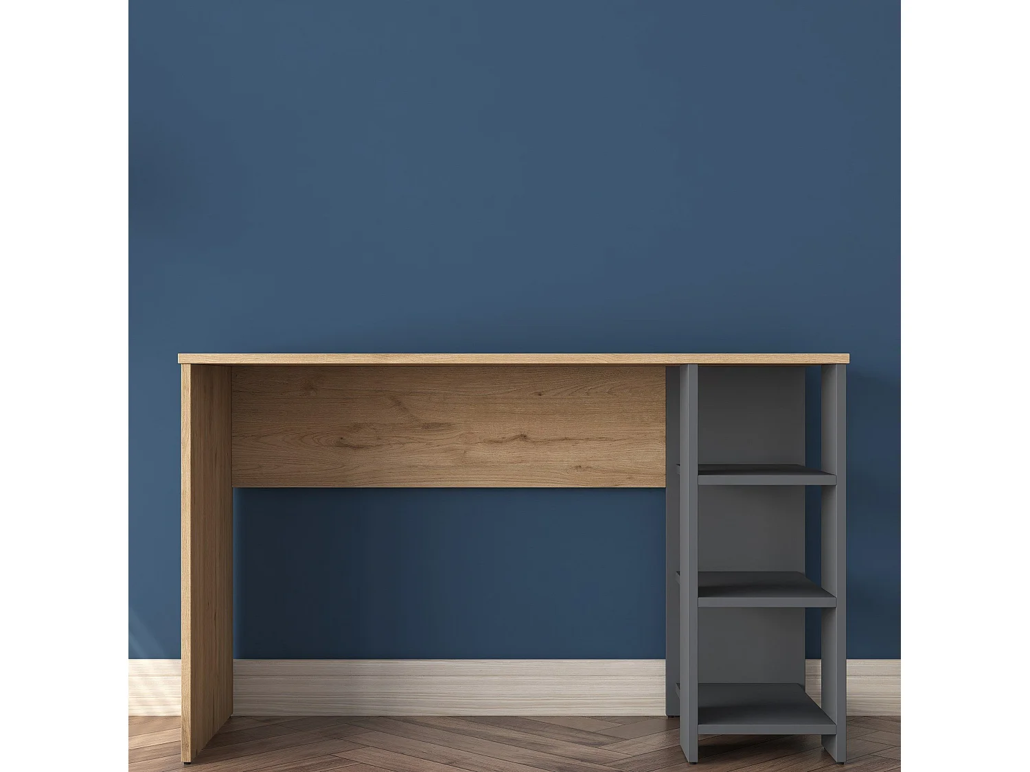 Bureau avec étagère Libanius L120cm Bois foncé et Anthracite