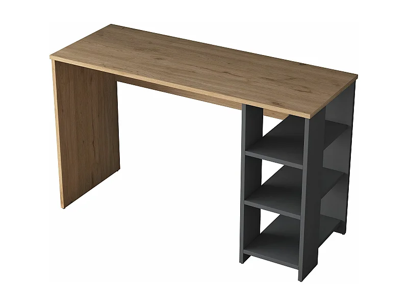 Bureau avec étagère Libanius L120cm Bois foncé et Anthracite