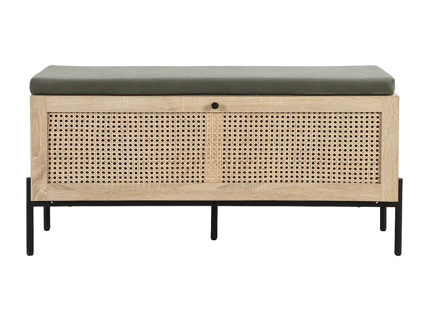 Banc d'entrée avec rangement pour chaussures en bois et cannage 100 cm - Iris