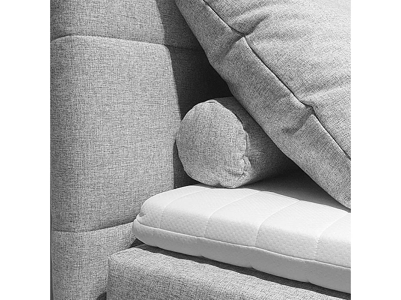 Tête de lit 160 cm en tissu capitonné gris clair pour lit 160 – AISHA