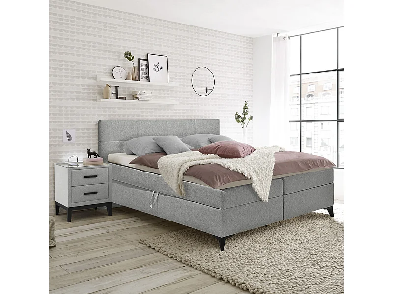 Tête de lit 160 cm en tissu capitonné gris clair pour lit 160 – AISHA