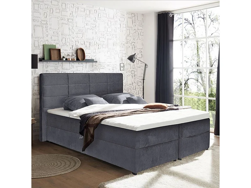 Tête de lit 180 cm rembourrée en tissu velours gris clair – BRANDON