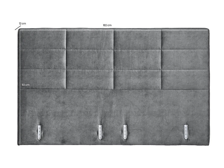 Tête de lit 180 cm rembourrée en tissu velours gris clair – BRANDON