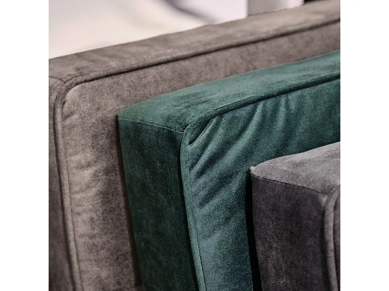 Tête de lit 180 cm rembourrée en tissu velours gris clair – BRANDON