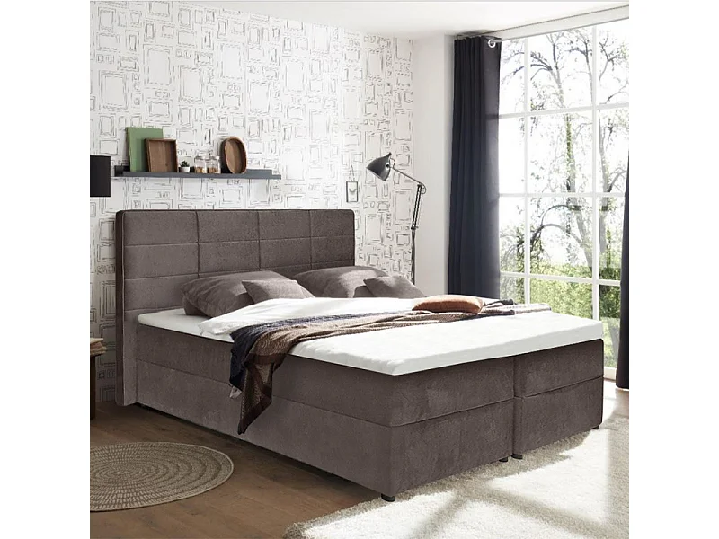 Tête de lit 160 cm rembourrée en tissu velours marron taupe – BRANDON