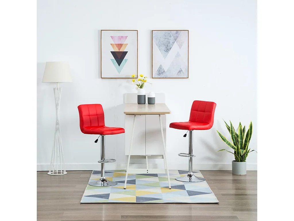 Tabourets de bar lot de 2 rouge similicuir