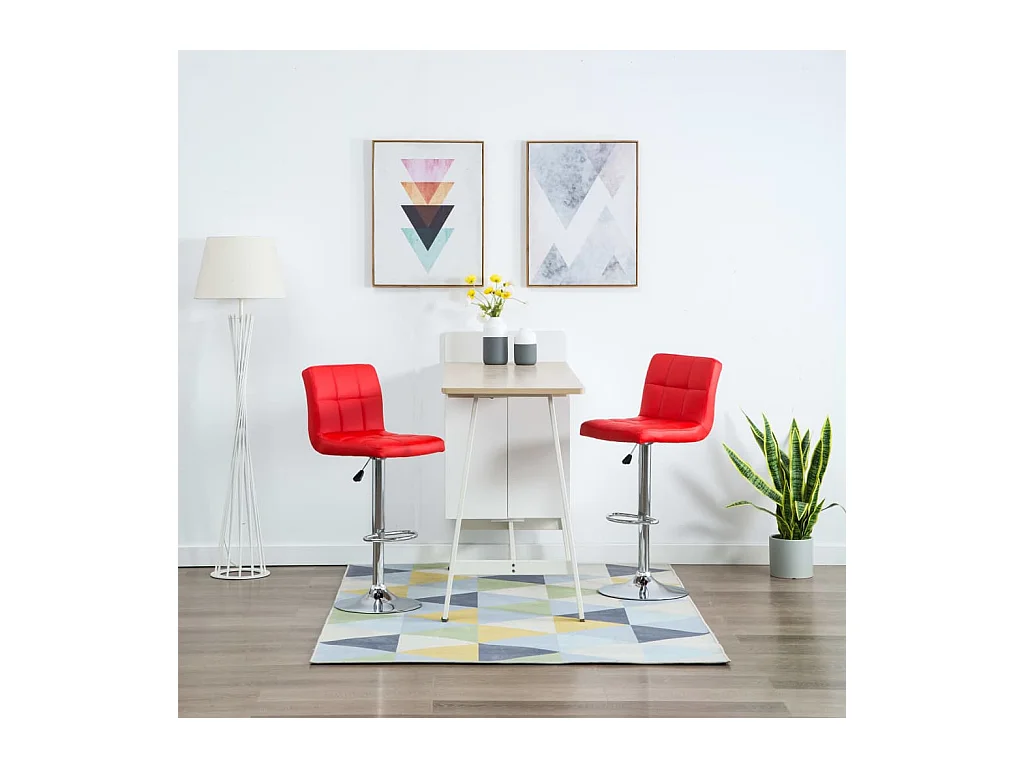 Barhocker 2 Stk. Rot Kunstleder