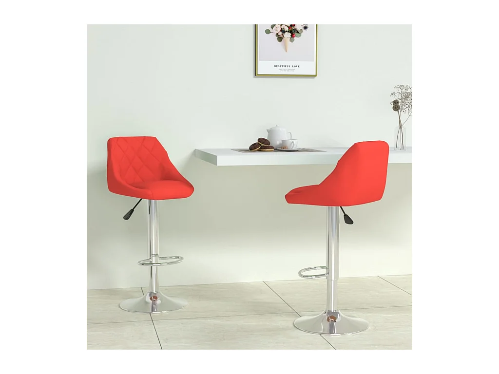 Barhocker 2 Stk. Rot Kunstleder