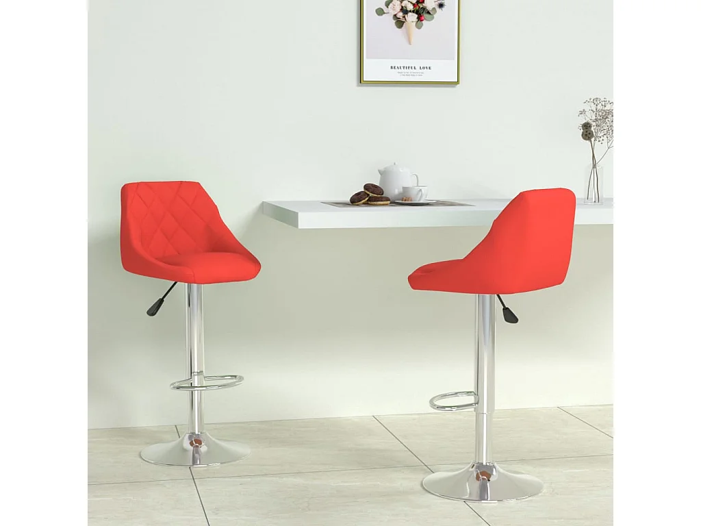 Tabourets de bar lot de 2 rouge similicuir