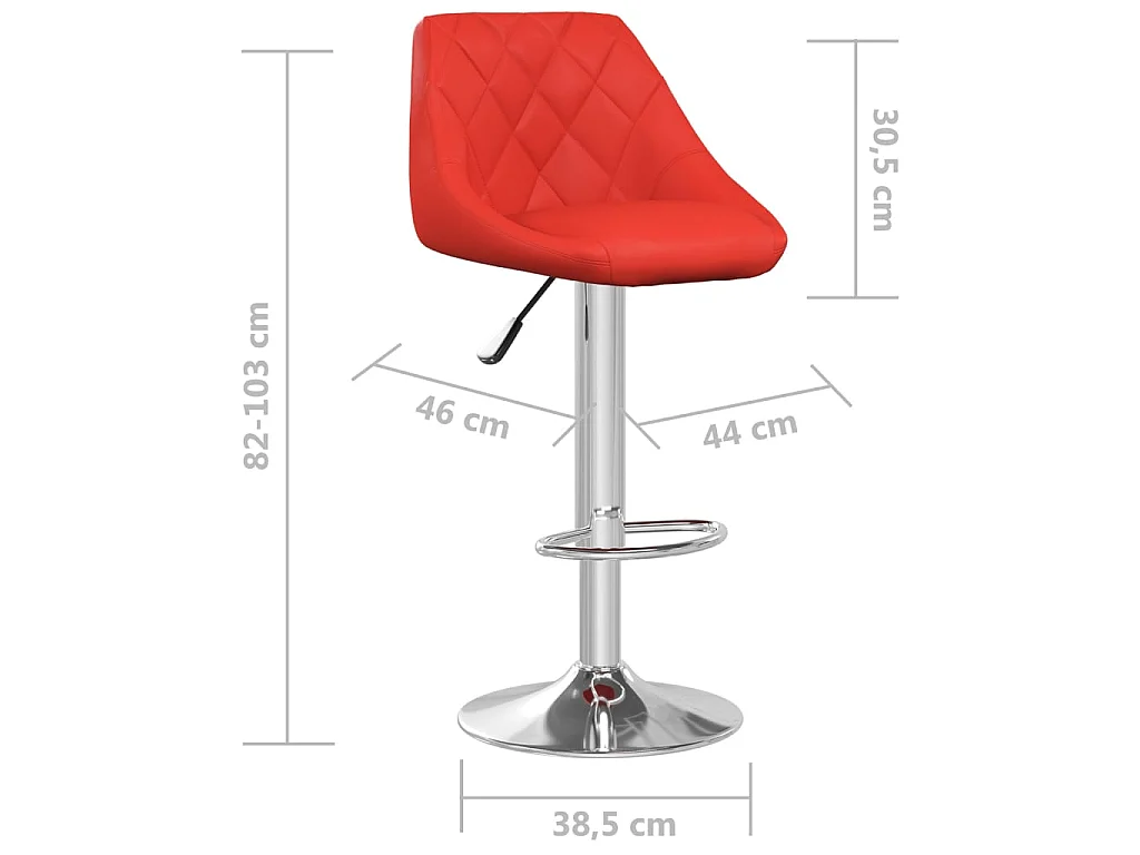 Tabourets de bar lot de 2 rouge similicuir