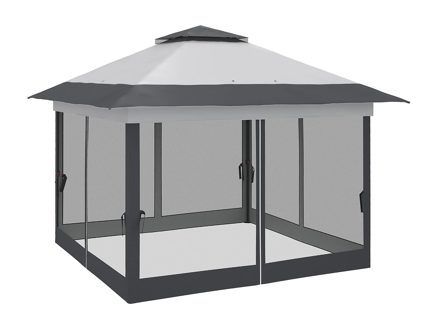 Tonnelle barnum de jardin pop-up pliant 3,64L x 3,64l x 2,98H m acier polyester moustiquaires + sac de transport à roulettes gri