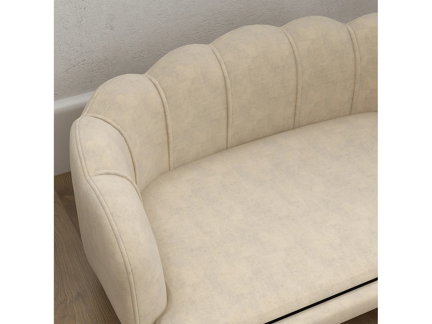 Canapé chien lit pour chien chat design contemporain coquillage dim. 98L x 60l x 35H cm coussin moelleux velours crème