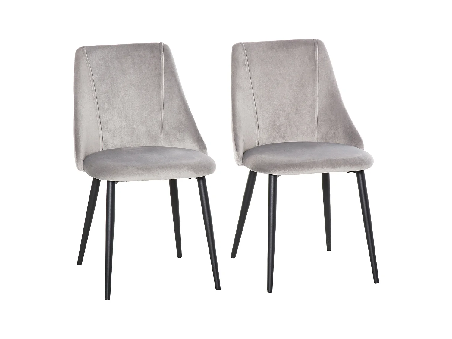 Lot de 2 chaises de salle à manger piètement métal velours gris