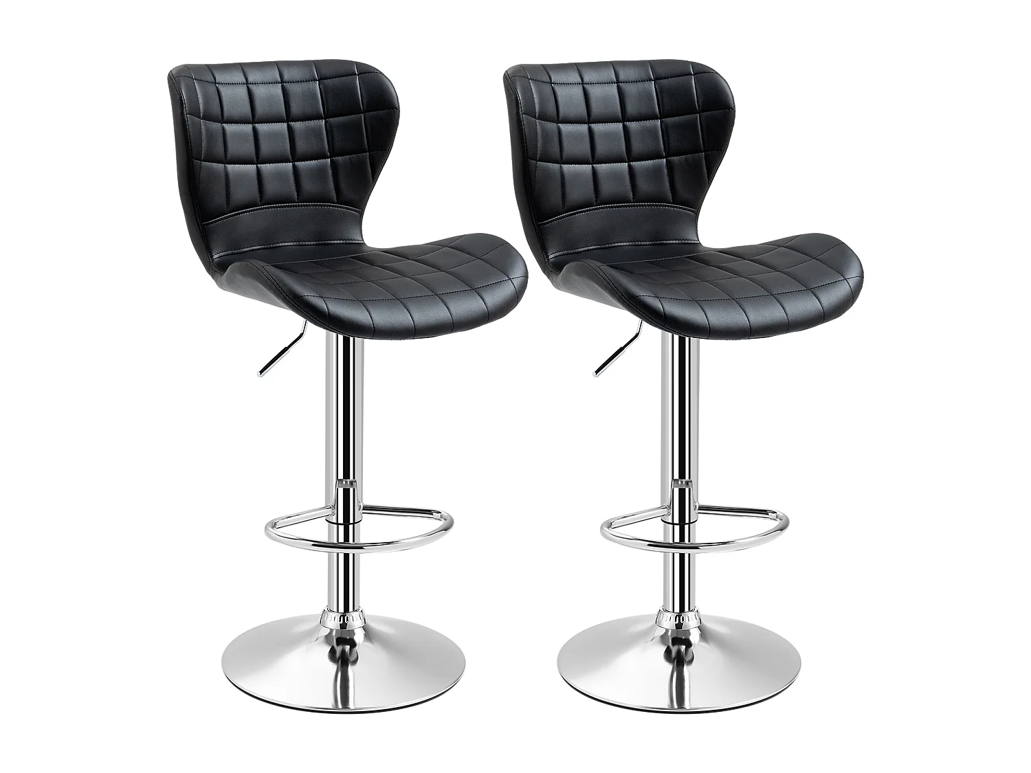 Lot de 2 tabourets de bar design contemporain hauteur d'assise réglable 59-81 cm pivotant 360° PU noir