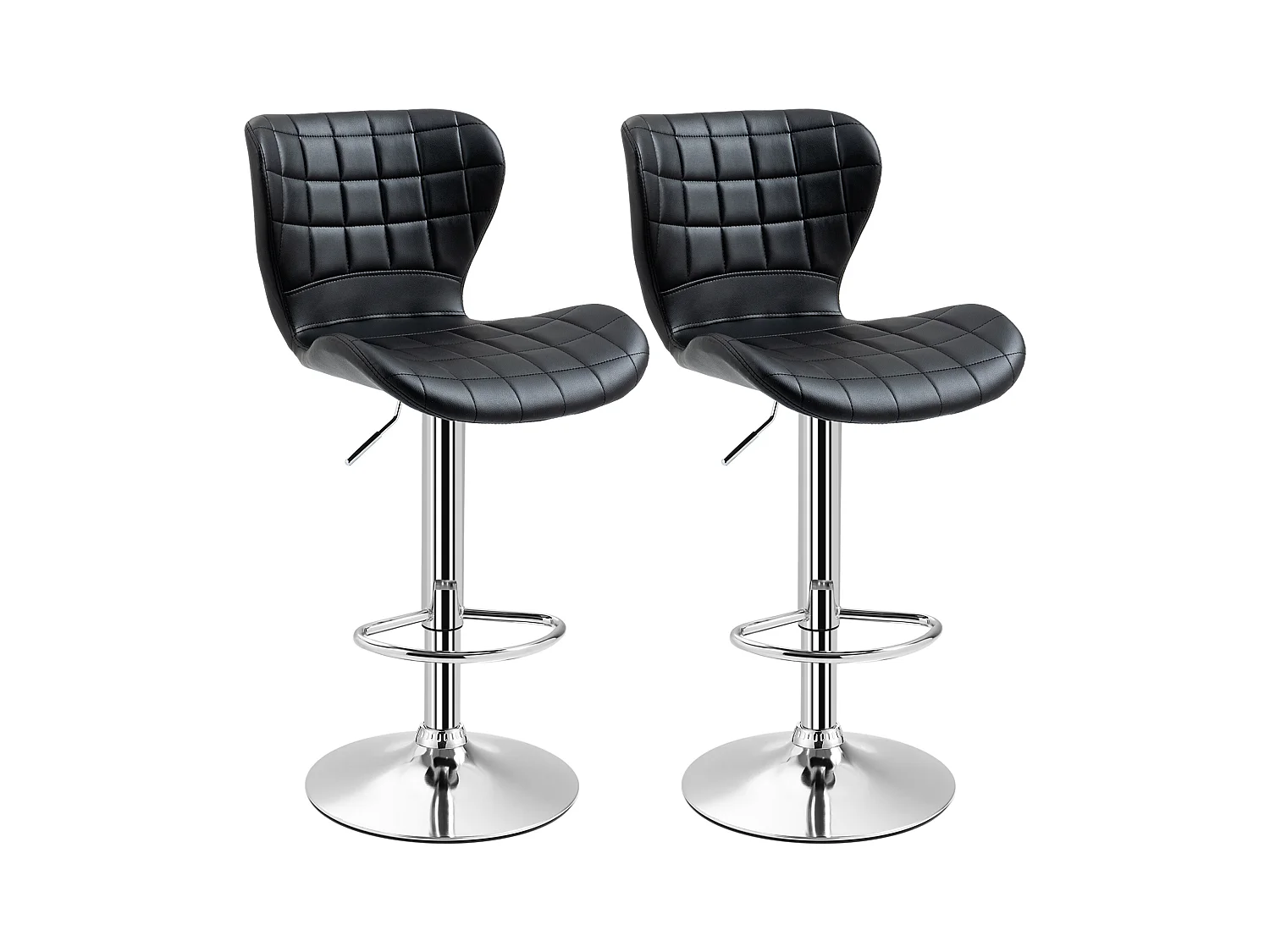 Lot de 2 tabourets de bar design contemporain hauteur d'assise réglable 59-81 cm pivotant 360° PU noir