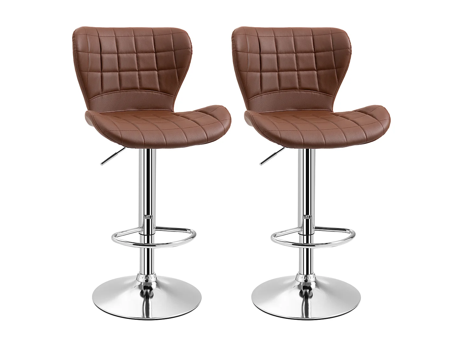 Lot de 2 tabourets de bar design contemporain hauteur d'assise réglable 59-81 cm pivotant 360° PU marron