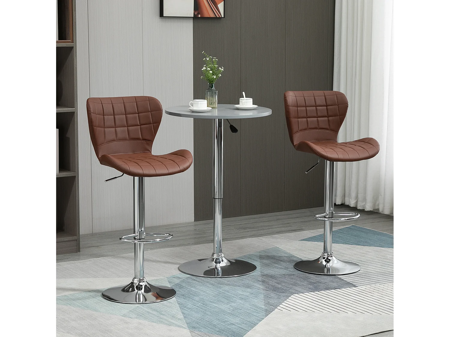 Lot de 2 tabourets de bar design contemporain hauteur d'assise réglable 59-81 cm pivotant 360° PU marron