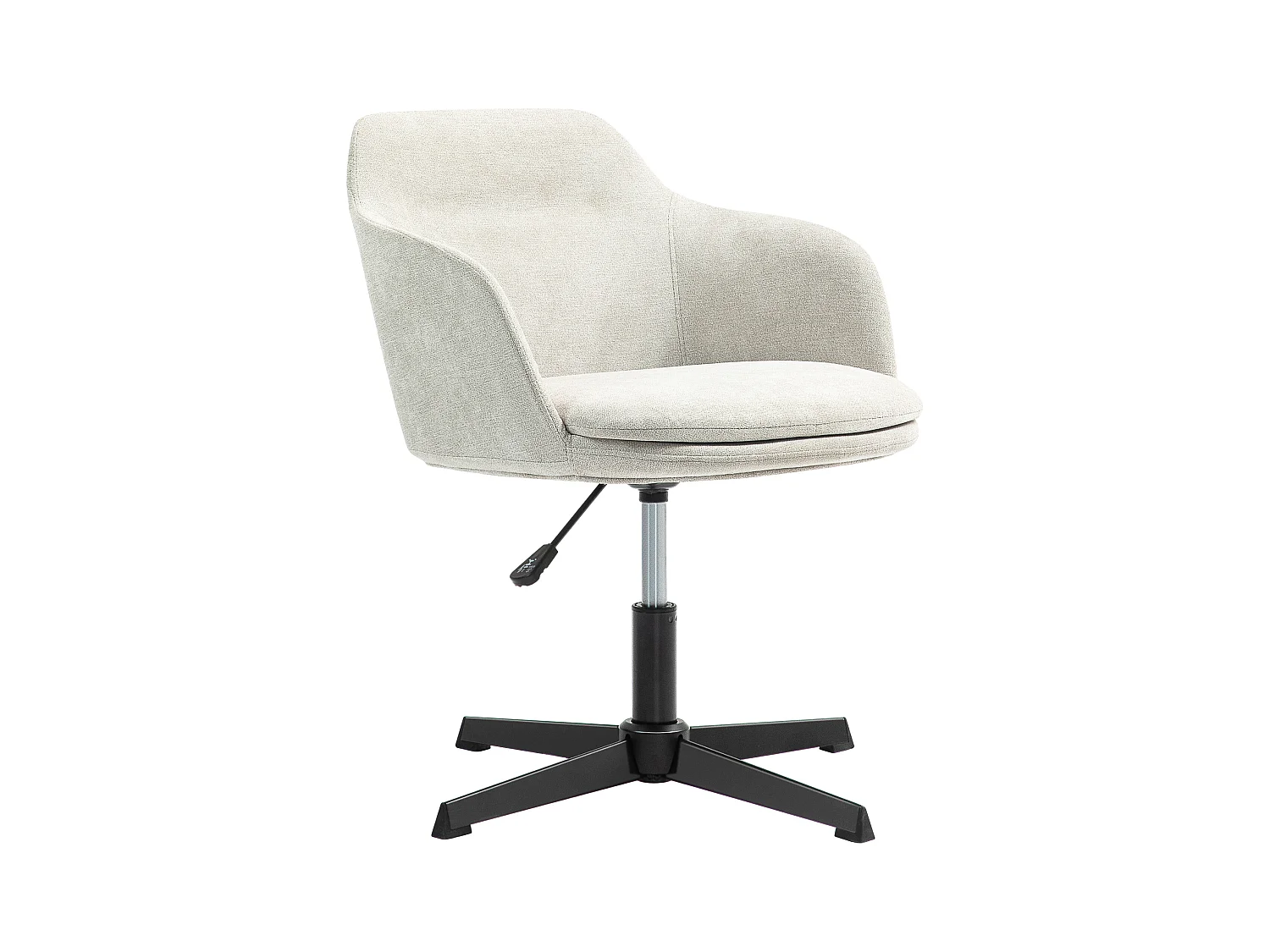 Chaise de bureau enveloppante design - piètement acier noir tissu toucher lin beige